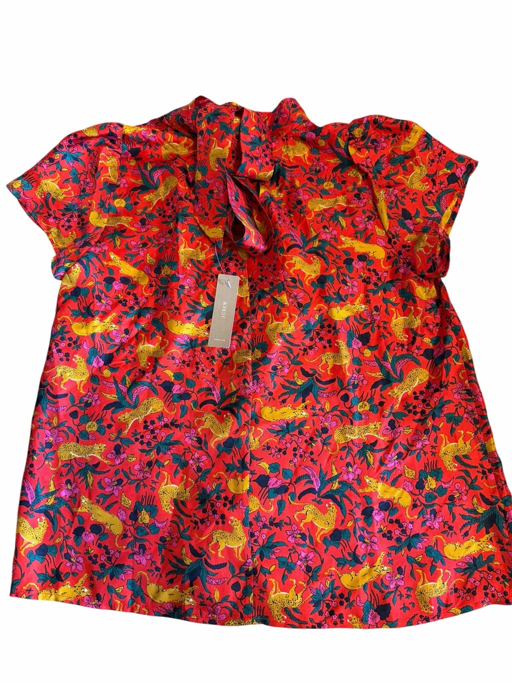 J. Crew Collection Silk Jungle Cat Top Size 2 - Picture 6 of 7